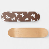 ホワイトバタフライブラウン背景かわいい美学 スケートボード (横)