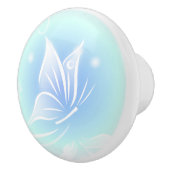 ホワイトバタフライブルーかわいらし セラミックノブ (右)