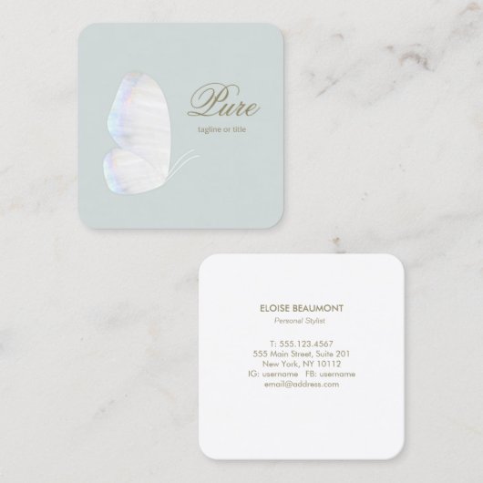 ホワイトバタフライ美しいとウェルネス スクエア名刺 (正面/裏面)