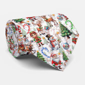 ホワイトバックグラウンド クリスマス装飾パターン ネクタイ (ロール)