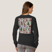 ホワイトバックグラウンド クリスマス装飾パターン Tシャツ (裏面フル)