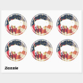 ホワイトバッファローアウトドアアメリカ国旗のステッカー ラウンドシール (シート)