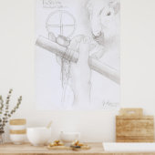 ホワイトバッファローカーフウーマン ポスター (キッチン)