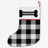 ホワイトバッファローチェックドッグボーン素朴名前をカスタムする スモールクリスマスストッキング (裏面)