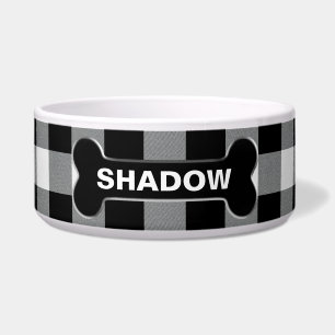 ホワイトバッファローチェックドッグボーン素朴名前をカスタムする ボウル
