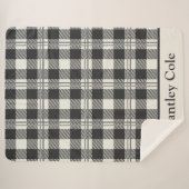 ホワイトバッファロープレイドの暖かいダークグレーオフ シェルパブランケット (正面(横))