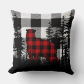 ホワイトバッファロープレイドウッドランドパインフォレストベア クッション (正面)