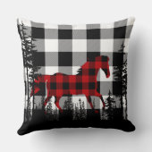 ホワイトバッファロープレイドウッドランドフォレストワイルドホース クッション (裏面)