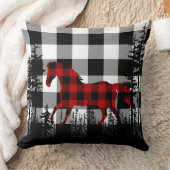 ホワイトバッファロープレイドウッドランドフォレストワイルドホース クッション (ブランケット)