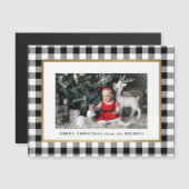  ホワイトバッファロープレイドフォトマグネットホリデーカード (正面/裏面)