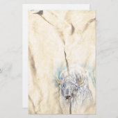 ホワイトバッファロー先住民アメリカ文房具 便箋 (正面/裏面)