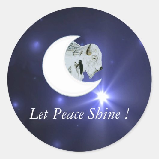 ホワイトバッファロー平和 – ステッカー (正面)