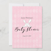 ホワイトバニーうさぎピンクあなたの電話で何ゲーム 招待状 (裏面)