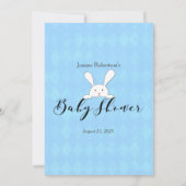 ホワイトバニーうさぎブルーオーバーアンダーシャワゲーム 招待状 (裏面)