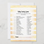 ホワイトバニーイエローベビーキャンディベビーシャワーゲーム 招待状 (正面)
