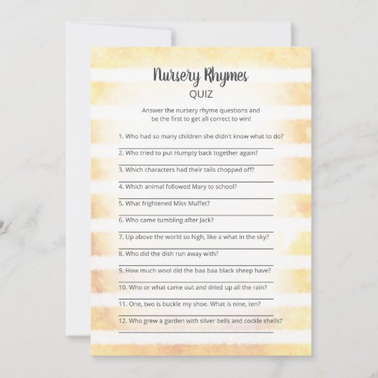 ホワイトバニーイエロー子供部屋ライムズクイズゲーム 招待状 (正面)