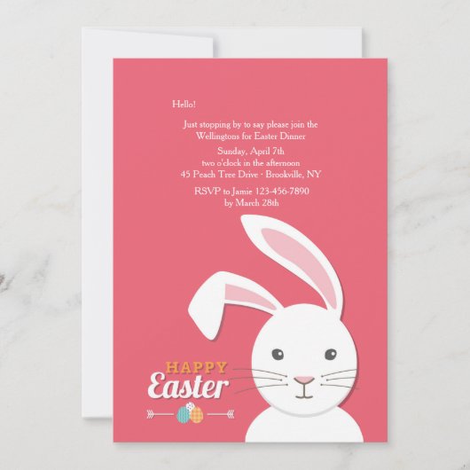 ホワイトバニーイースター招待状 招待状 (正面)