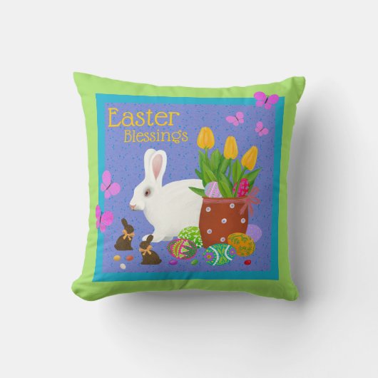 ホワイトバニーイースター装飾用クッション クッション (正面)