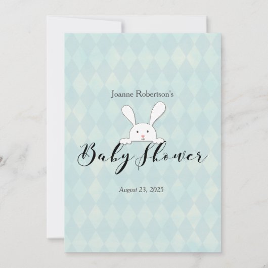 ホワイトバニーウサギあなたの財布の赤ちゃんシャワーゲームで 招待状 (裏面)