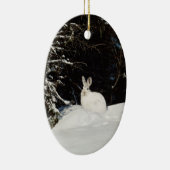 ホワイトバニーウサギ野生生物のホリデーデコレーション セラミックオーナメント (右)