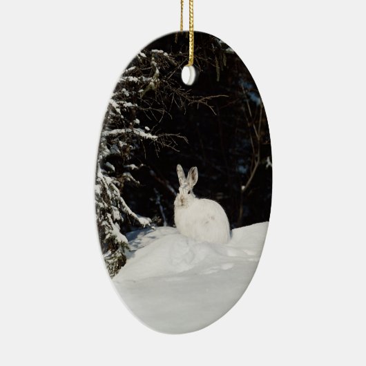 ホワイトバニーウサギ野生生物のホリデーデコレーション セラミックオーナメント (右)