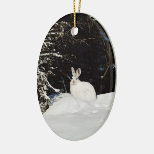 ホワイトバニーウサギ野生生物のホリデーデコレーション セラミックオーナメント (左)