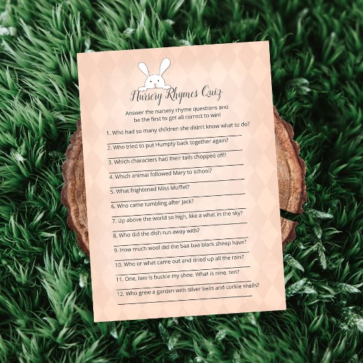 ホワイトバニーコーラルアーガイル子供部屋ライムズゲーム 招待状