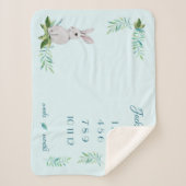 ホワイトバニーターコイズ名月ベビーマイルストーン シェルパブランケット (正面)