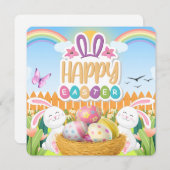 ホワイトバニーハッピーイースター シーズンカード (正面/裏面)