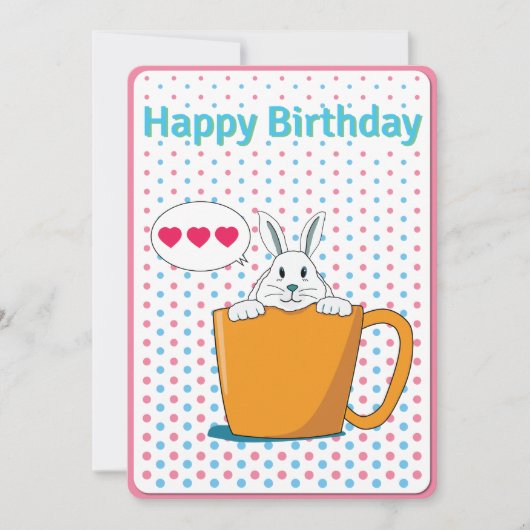 ホワイトバニーハッピーバースデーカード シーズンカード (正面)