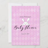 ホワイトバニーパープルアーガイルベビー単語検索ゲーム 招待状 (裏面)