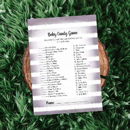 ホワイトバニーパープルベビーキャンディベビーシャワーゲーム 招待状