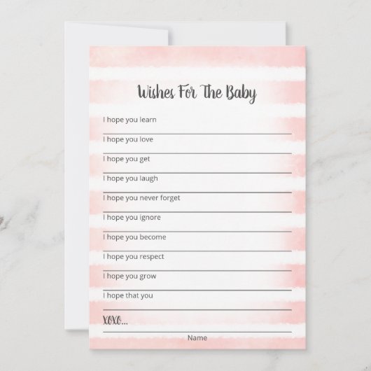 ホワイトバニーピンクの願いをベビーカード 招待状 (正面)