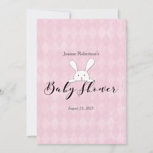 ホワイトバニーピンクは価格ベビーシャワーゲームを推測 招待状 (裏面)