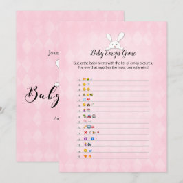 ホワイトバニーピンクアーガイルベビー絵文字写真ゲーム 招待状