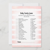 ホワイトバニーピンクベビーキャンディベビーシャワーゲーム 招待状 (正面)