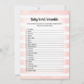 ホワイトバニーピンクベビーワードスクランブルゲームカード 招待状 (正面)