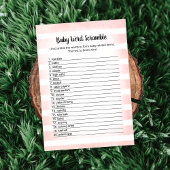 ホワイトバニーピンクベビーワードスクランブルゲームカード 招待状