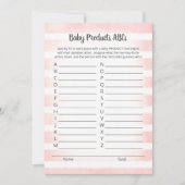 ホワイトバニーピンクベビー製品ABCゲームカード 招待状 (正面)