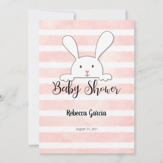 ホワイトバニーピンク推測そのベビーフードゲーム 招待状 (裏面)