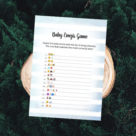 ホワイトバニーブルーベビー絵文字写真ゲームカード 招待状