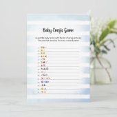 ホワイトバニーブルーベビー絵文字写真ゲームカード 招待状 (スタンド正面)