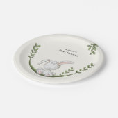 ホワイトバニーボタニカルニュートラルベビーシャワー ペーパープレート (アングル)