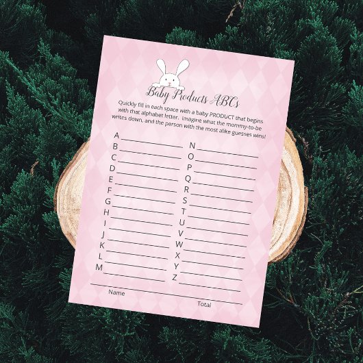 ホワイトバニーラビットピンクアーガイルベビー製品ゲーム 招待状