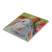 ホワイトバニーラビット春ボンネットウォーターカラーアート タイル (側面)