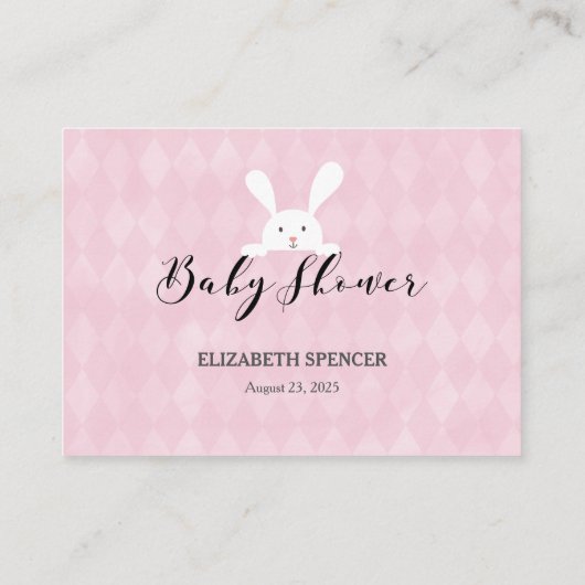 ホワイトバニー名の提案ベビーシャワーゲーム エンクロージャーカード (裏面)