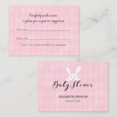 ホワイトバニー名の提案ベビーシャワーゲーム エンクロージャーカード (正面/裏面)