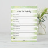 ホワイトバニー緑の願いベビーカード 招待状 (スタンド正面)