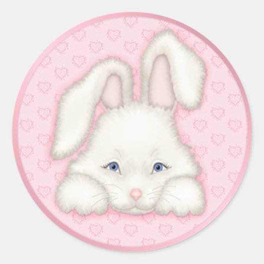 ホワイトバニー – ピンク ラウンドシール (正面)