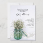 ホワイトバビーズブレスインブルージャー婚約パーティ 招待状 (正面)